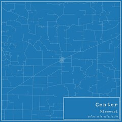 Blueprint US city map of Center, Missouri.