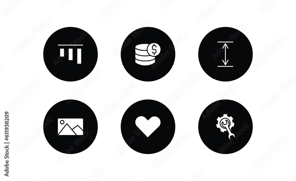 Poster user interface filled icons set. user interface filled icons pack included top alignment, earn money
