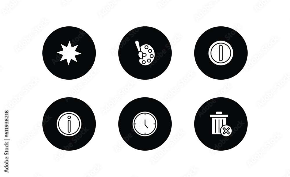 Poster user interface filled icons set. user interface filled icons pack included pointed star, artist pain