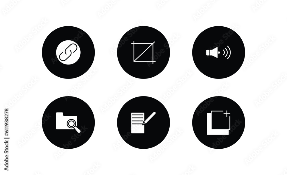 Poster user interface filled icons set. user interface filled icons pack included link button, crop button,
