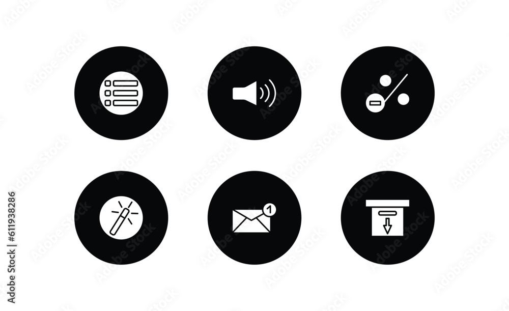 Poster user interface filled icons set. user interface filled icons pack included list button, high volume 