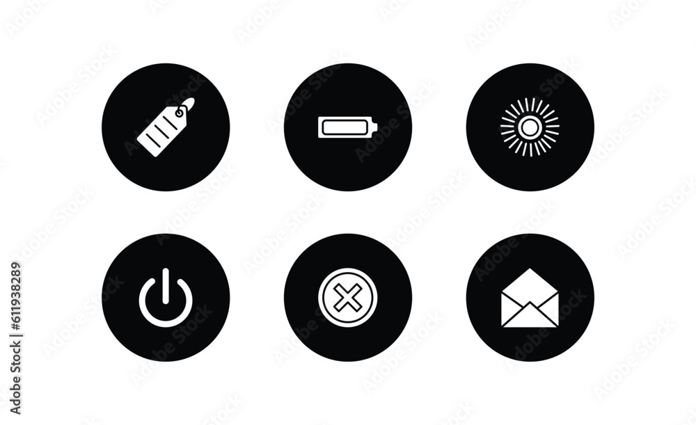 Poster user interface filled icons set. user interface filled icons pack included shopping label, battery l