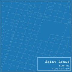 Blueprint US city map of Saint Louis, Missouri.