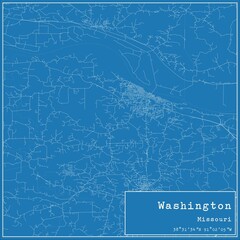 Blueprint US city map of Washington, Missouri.