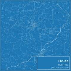 Blueprint US city map of Union, Missouri.