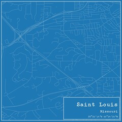 Obraz premium Blueprint US city map of Saint Louis, Missouri.