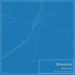 Fototapeta premium Blueprint US city map of Stanton, Missouri.