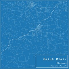 Blueprint US city map of Saint Clair, Missouri.