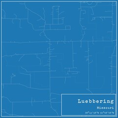 Obraz premium Blueprint US city map of Luebbering, Missouri.