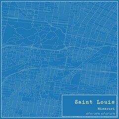 Blueprint US city map of Saint Louis, Missouri.