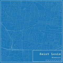 Blueprint US city map of Saint Louis, Missouri.
