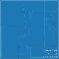 Blueprint US city map of Kewanee, Missouri.