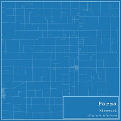 Blueprint US city map of Parma, Missouri.