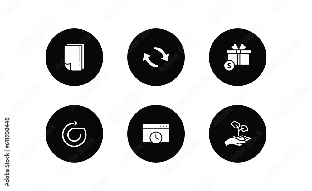 Poster user interface filled icons set. user interface filled icons pack included white paper, update arrow