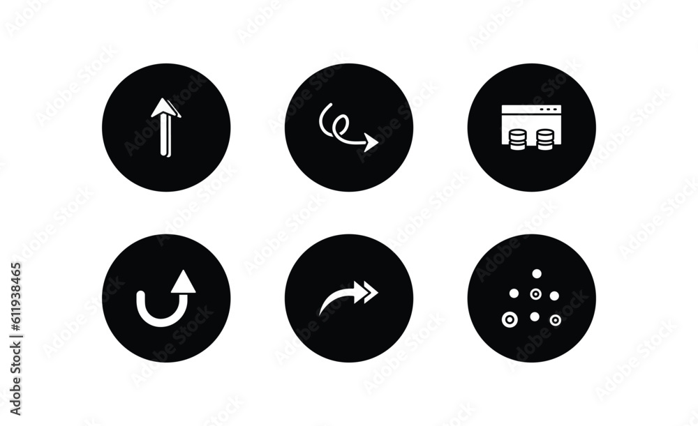 Poster user interface filled icons set. user interface filled icons pack included 3d up arrow, sketch loop 