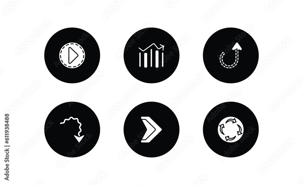 Poster user interface filled icons set. user interface filled icons pack included movie play button, vertic