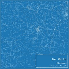 Blueprint US city map of De Soto, Missouri.