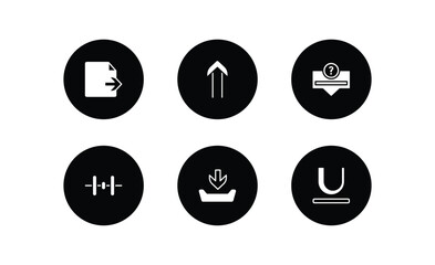 user interface filled icons set. user interface filled icons pack included export archive, slim up, question button, vertical align, file inbox, underline vector.