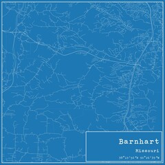 Blueprint US city map of Barnhart, Missouri. - obrazy, fototapety, plakaty