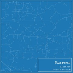 Blueprint US city map of Simpson, Illinois. - obrazy, fototapety, plakaty