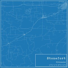 Blueprint US city map of Stonefort, Illinois. - obrazy, fototapety, plakaty