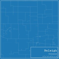 Blueprint US city map of Raleigh, Illinois.