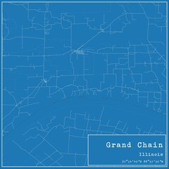Blueprint US city map of Grand Chain, Illinois.