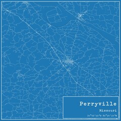Blueprint US city map of Perryville, Missouri.