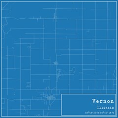Fototapeta premium Blueprint US city map of Vernon, Illinois.