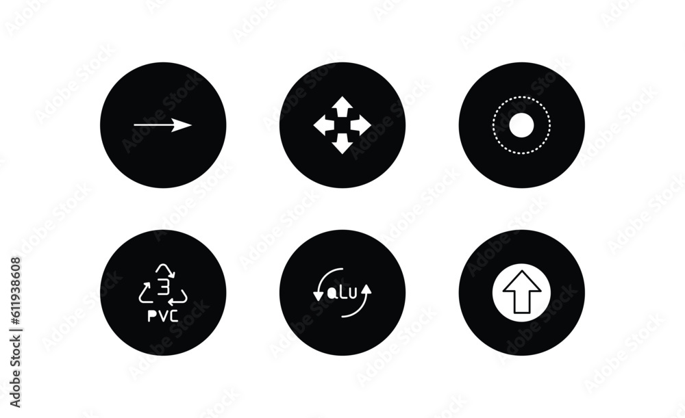 Poster user interface filled icons set. user interface filled icons pack included arrow pointing right, fou