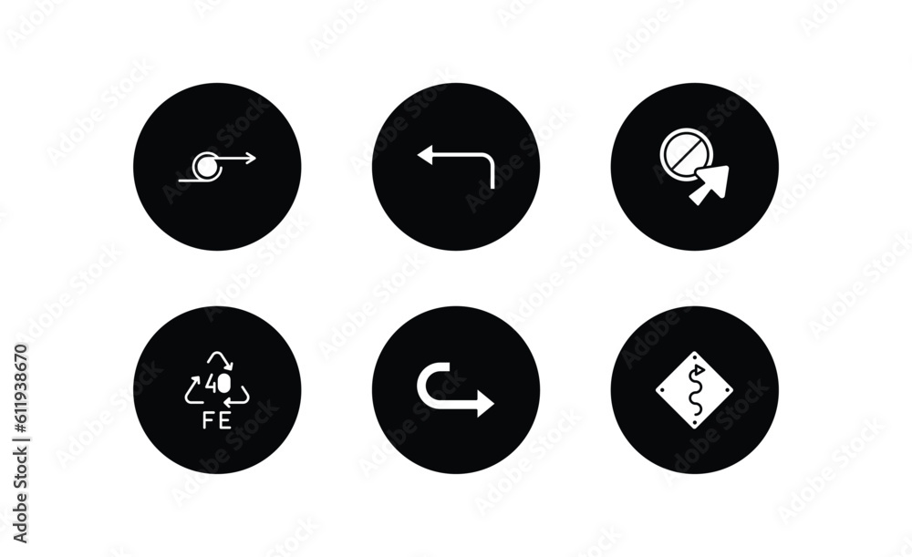 Poster user interface filled icons set. user interface filled icons pack included loop arrow, left turn, fo