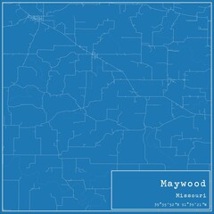 Blueprint US city map of Maywood, Missouri.