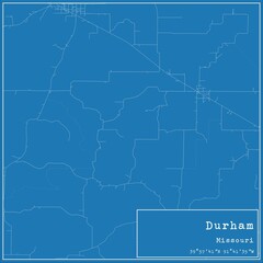 Blueprint US city map of Durham, Missouri.