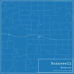 Blueprint US city map of Hunnewell, Missouri.