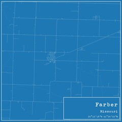 Blueprint US city map of Farber, Missouri.