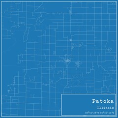 Blueprint US city map of Patoka, Illinois.