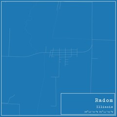 Fototapeta premium Blueprint US city map of Radom, Illinois.