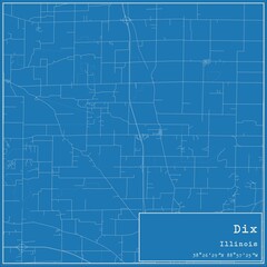 Blueprint US city map of Dix, Illinois.