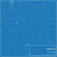 Blueprint US city map of Omaha, Illinois. - obrazy, fototapety, plakaty