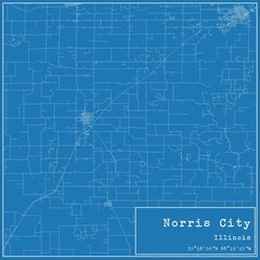 Blueprint US city map of Norris City, Illinois.