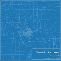 Blueprint US city map of Mount Vernon, Illinois.