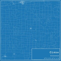Blueprint US city map of Cisne, Illinois.