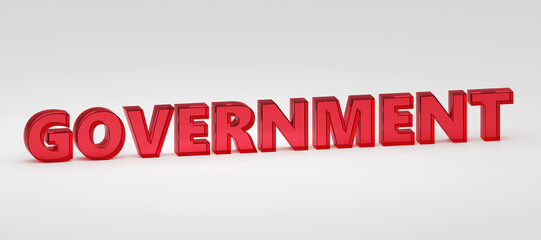 3d render sign government glass text and light background. Simple minimalism concept.