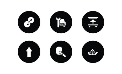 transportation filled icons set. transportation filled icons pack included transition, car repair, lifter, shift, hands free device, cargo ship vector.