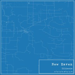 Obraz premium Blueprint US city map of New Haven, Illinois.