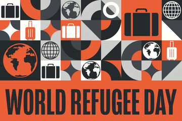 World Refugee Day. June 20. Holiday concept. Template for background, banner, card, poster with text inscription. Vector EPS10 illustration.