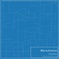 Blueprint US city map of Macedonia, Illinois.