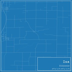 Obraz premium Blueprint US city map of Ina, Illinois.