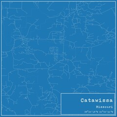 Blueprint US city map of Catawissa, Missouri.