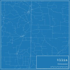 Blueprint US city map of Ullin, Illinois.